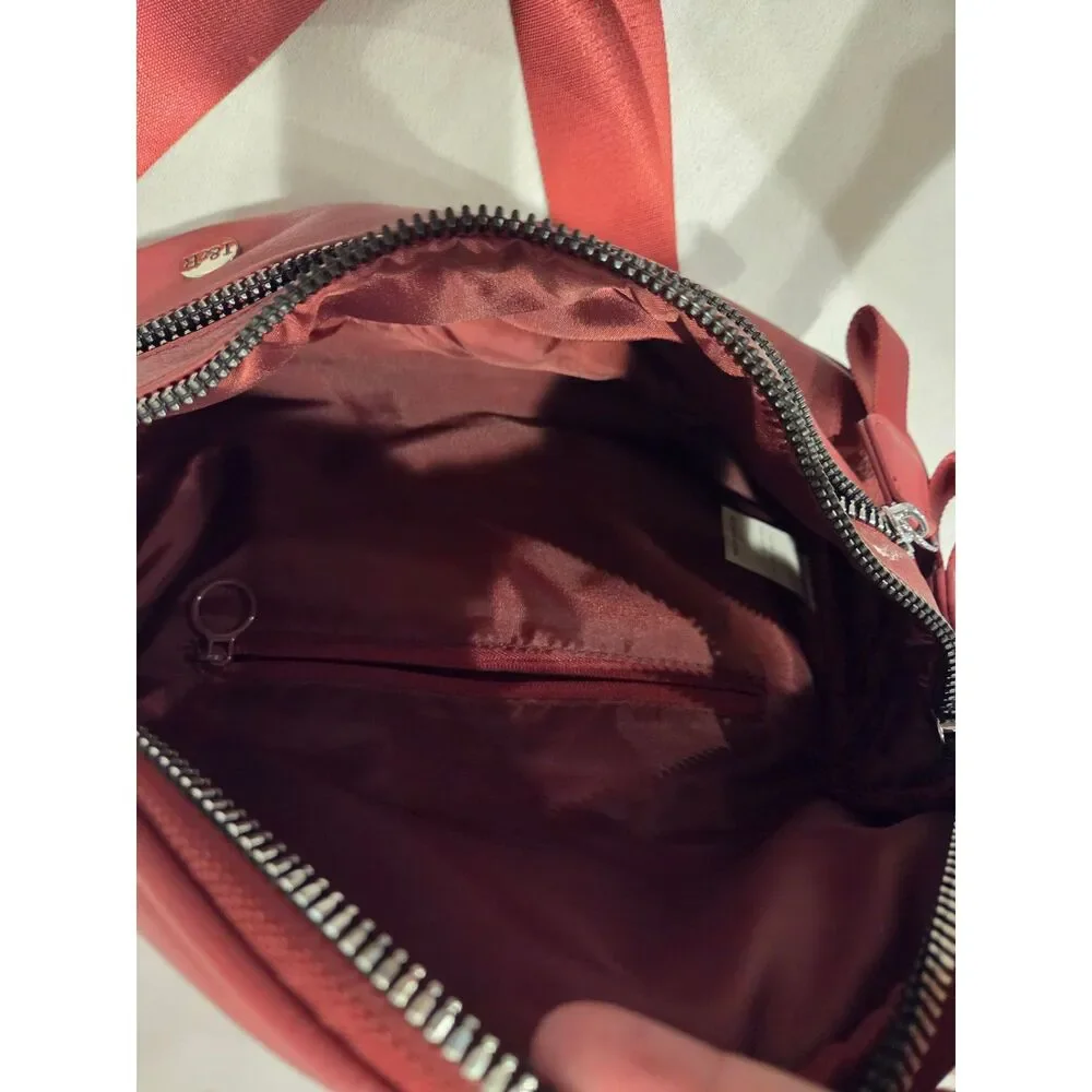 Iris & Rainbow Red Burgundy Vegan Leather Crossbody Bag Sling Bag